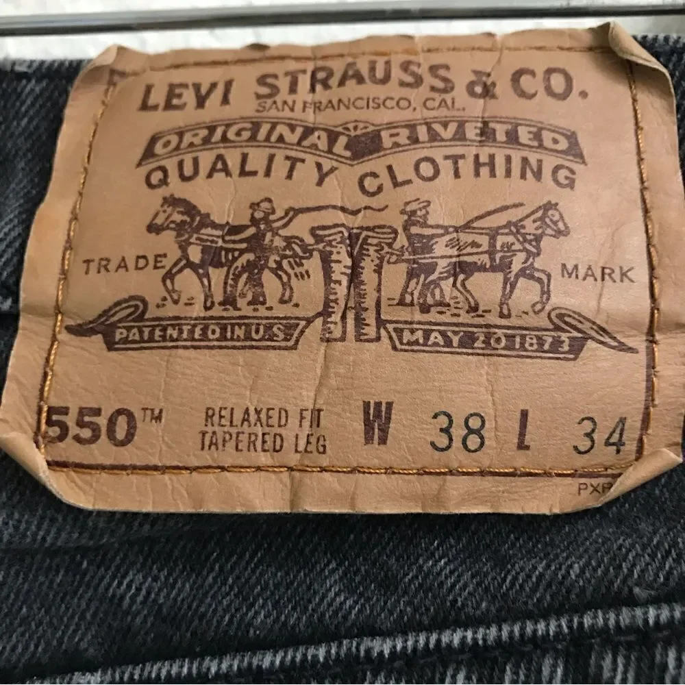 Vintage Levi’s‎ 550 relaxed fit tapered legged black denim orange tab jeans 38
